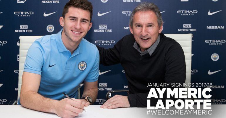 Laporte, en la firma de su nuevo contrato con el City