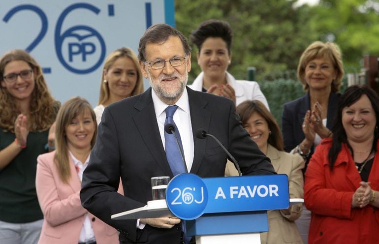 Mariano Rajoy durante un acto electoral en Guadalajara.