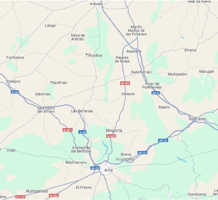 La N-403 atraviesa Ávila capital y conecta con la A6 en Adanero