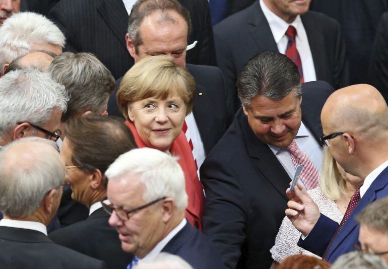 La canciller alemana, Angela Merkel, durante la sesión extraordinaria celebrada en el Bundestag