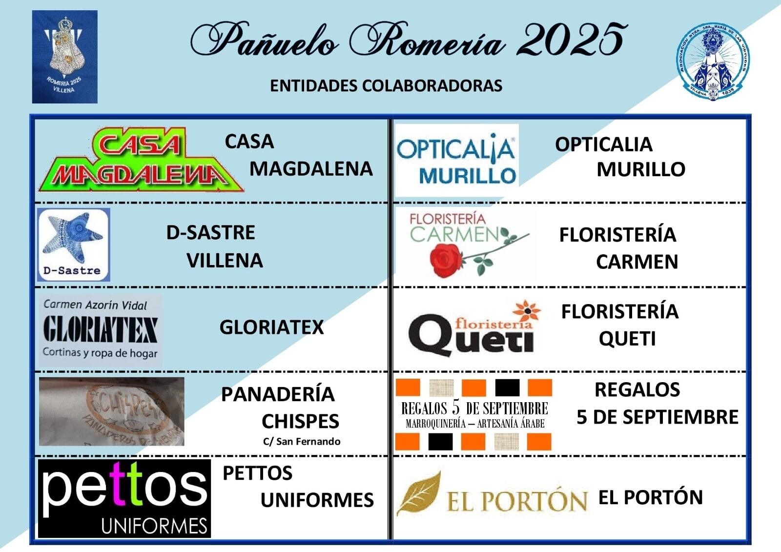 Lugares de venta de los pañuelos de la Romería