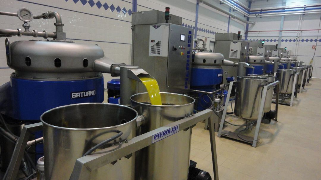 Interior de una almazara de aceite de oliva.