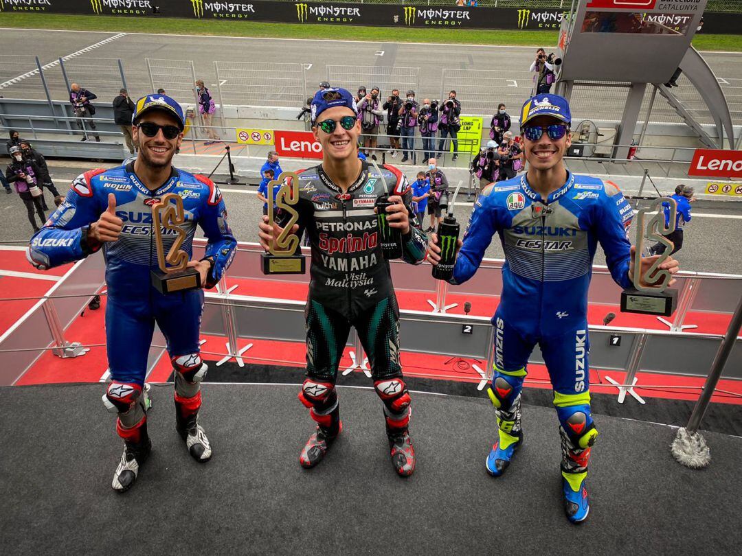 Joan Mir celebra su segunda posición en Montmeló.