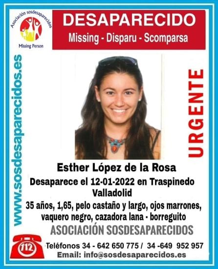 Cartel de la joven desaparecida en Traspinedo, elaborado por la Asociación SOSDesaparecidos.