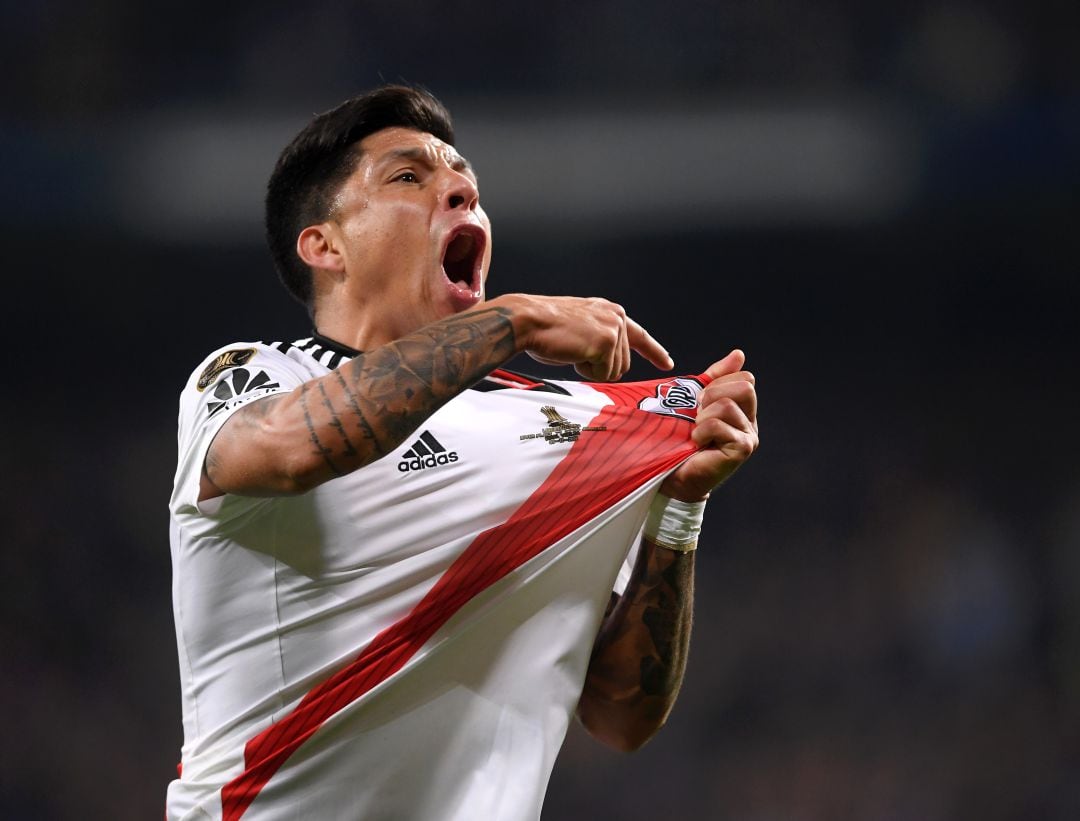 Enzo Pérez celebra el éxito de River Plate en la Copa Libertadores