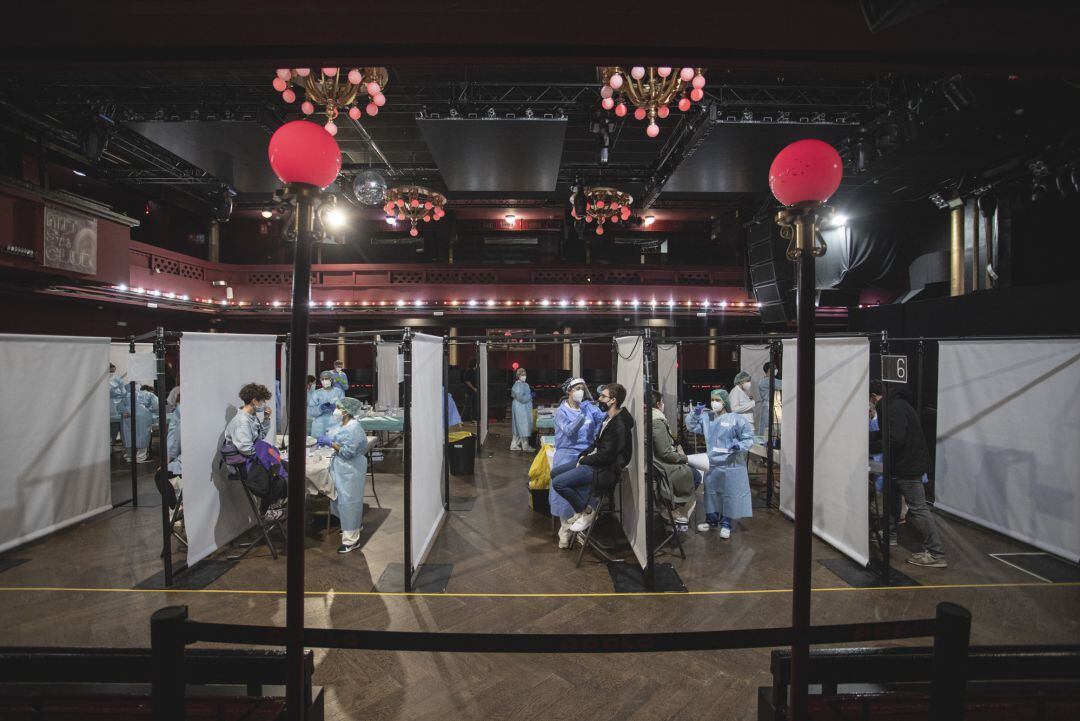 Vista de la Sala Apolo, donde se están realizando los test de antígenos previos al concierto