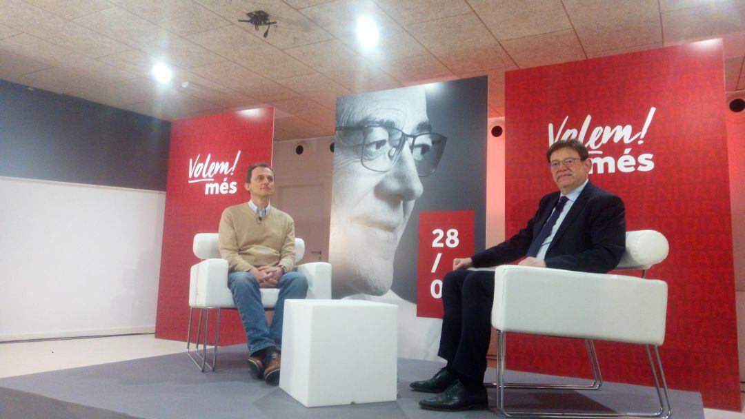 Ximo Puig y Pedro Duque, en el acto &#039;Diálogos&#039;, celebrado en Xàbia.