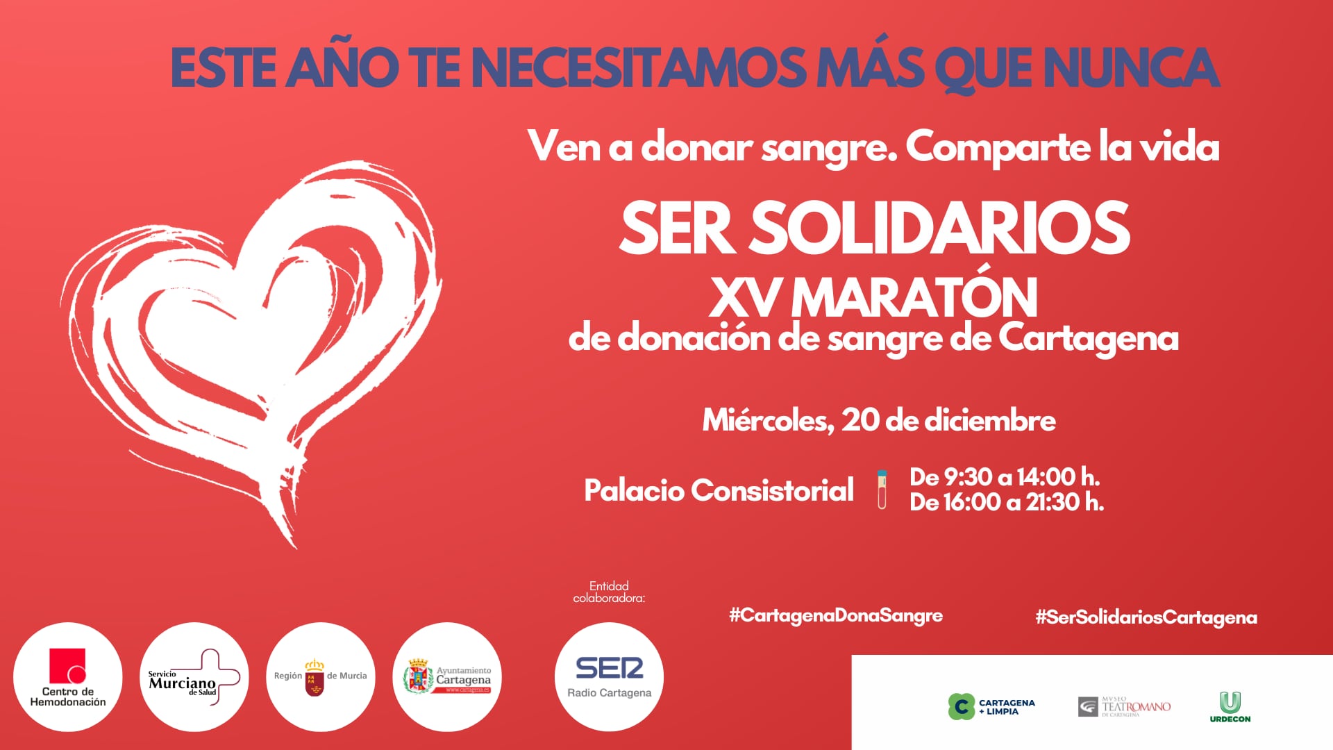 Cartel del maratón de donación de sangre &#039;SER Solidarios&#039;