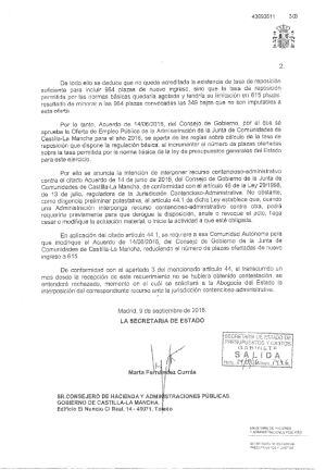 Página 2 del burofax enviado por Hacienda a la Junta de Castilla-La Mancha