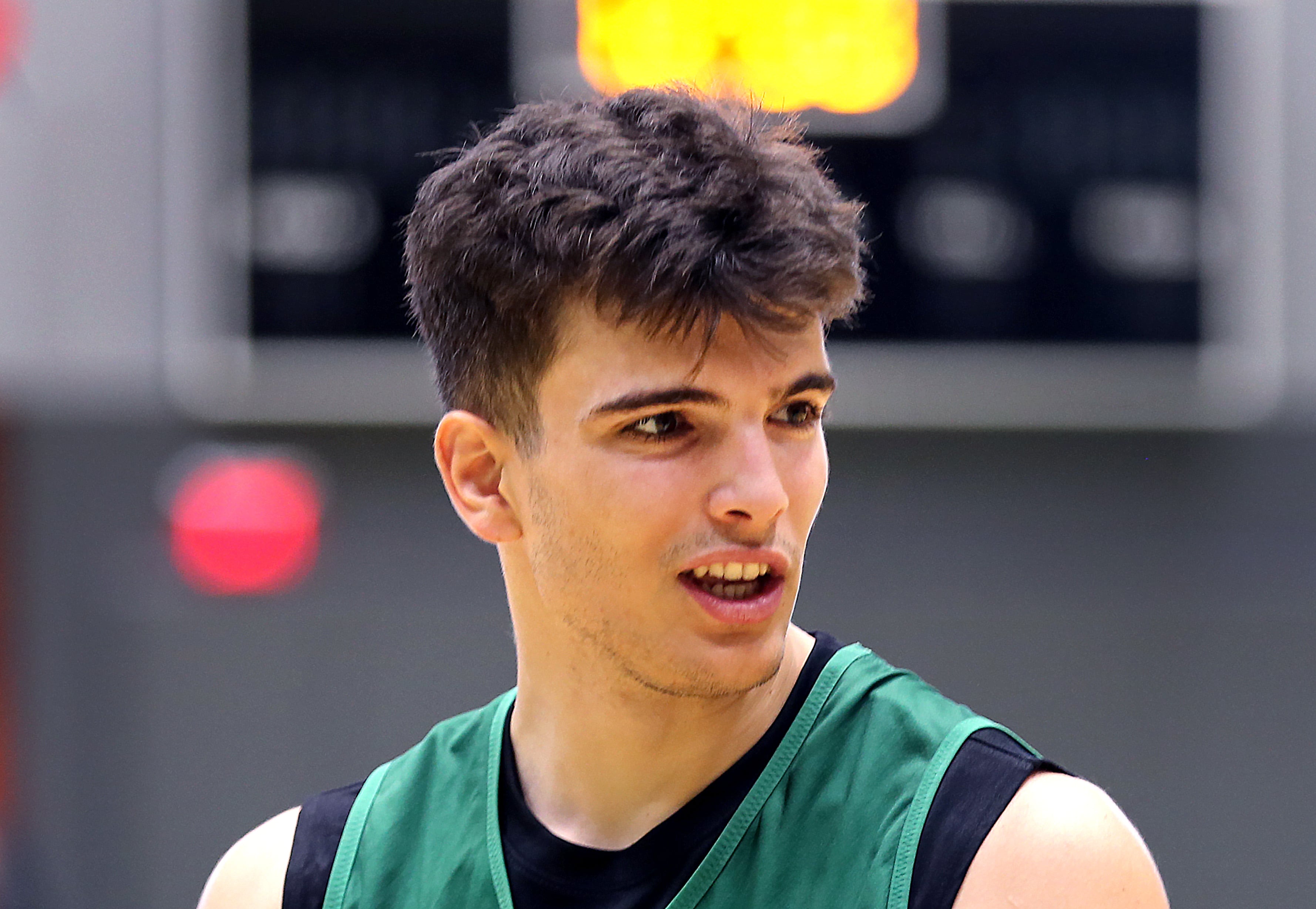 Boston, MA - July 8: Boston Celtics small forward Hugo Gonzalez. The Celtics held a media availability and a practice session at the Auerbach Center on July 8, 2025. (Photo by John Tlumacki/The Boston Globe via Getty Images)