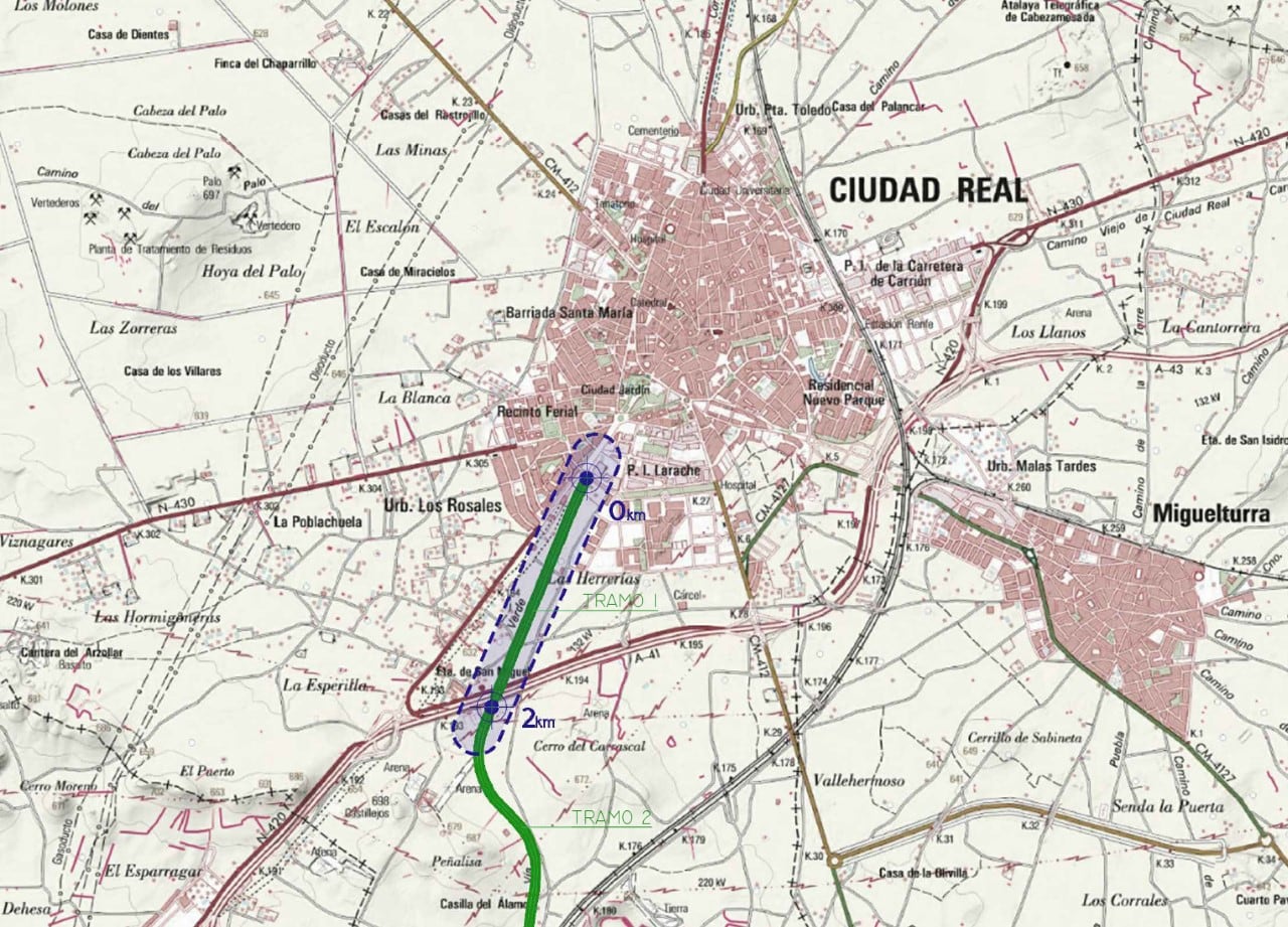 Mapa donde se puede observar las actuaciones previstas en la vía verde