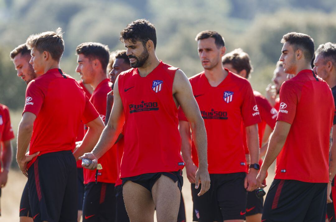 Diego Costa en un entrenamiento del Atlético