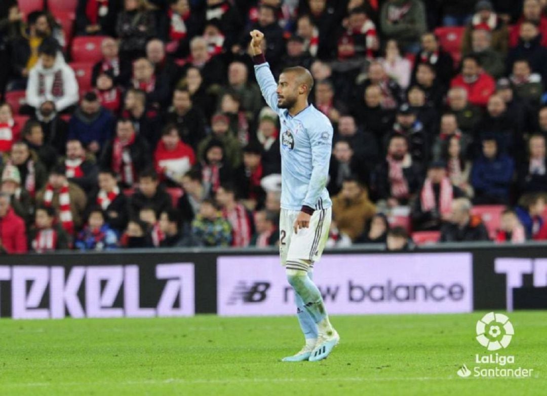 Rafinha celebra su gol en San Mamés