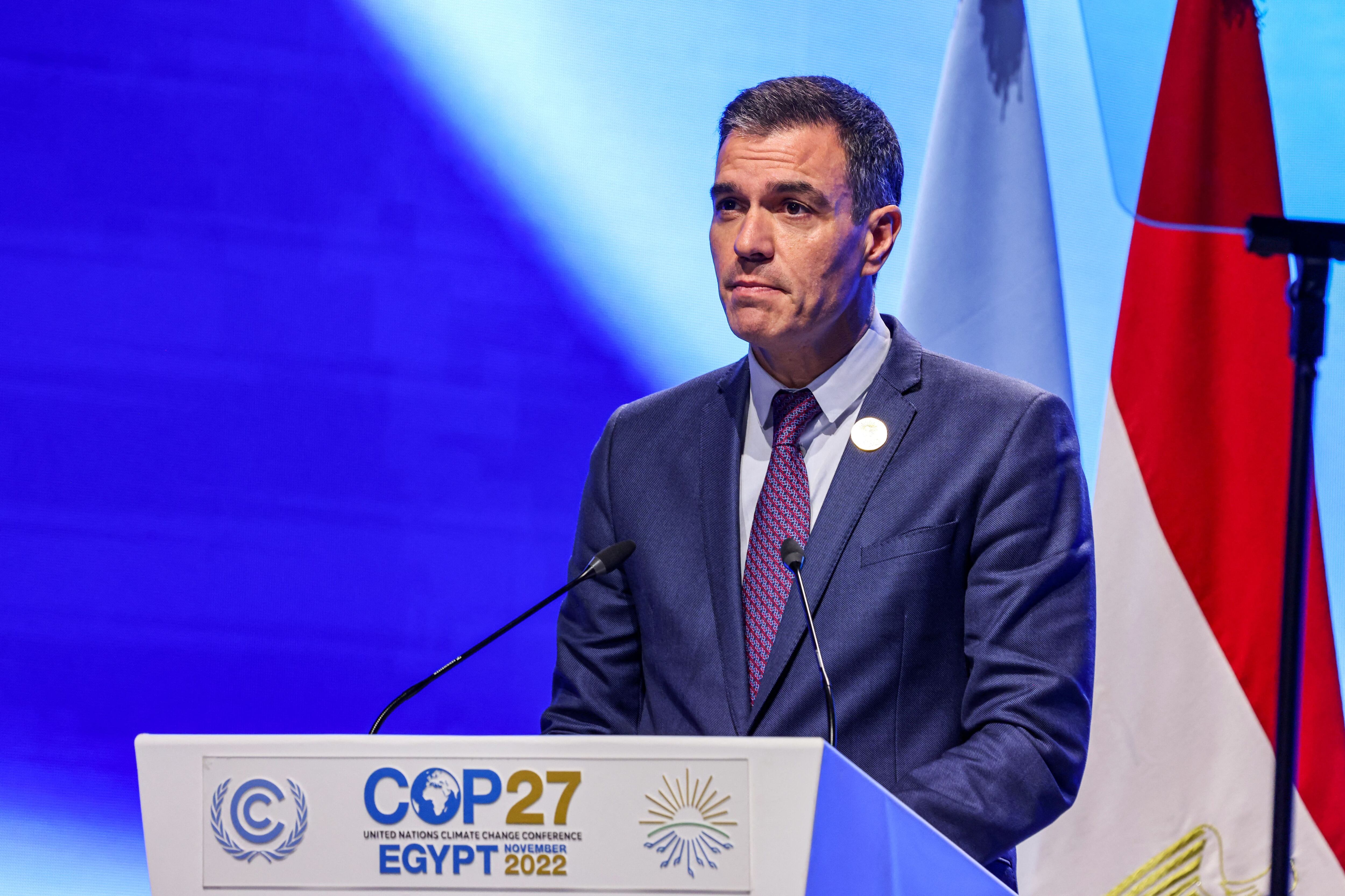 El presidente del Gobierno, Pedro Sánchez, en la Cumbre de Clima que se celebra en Egipto.