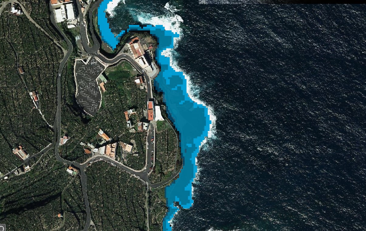 Subida del nivel del mar en Charco Azul (2100)