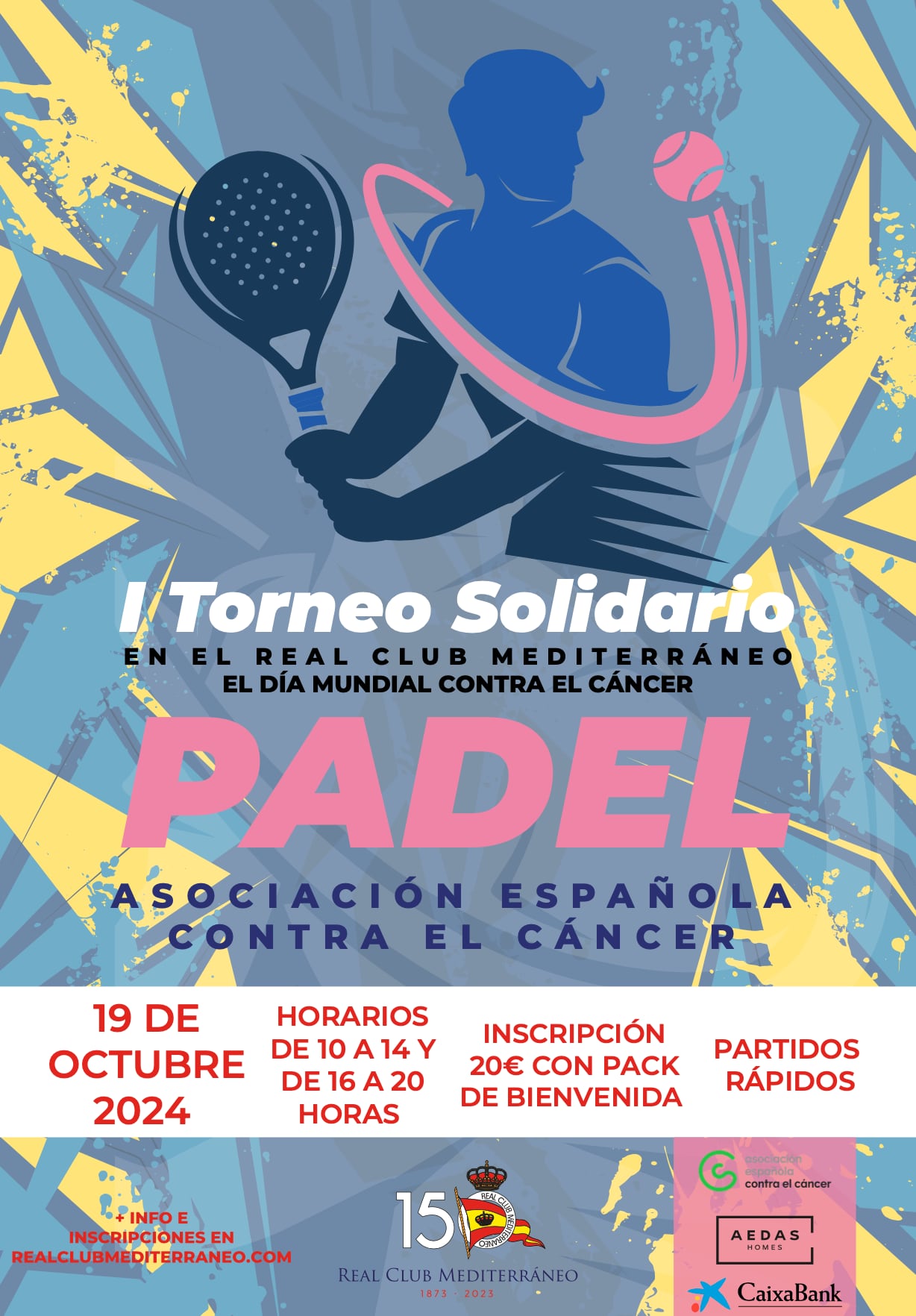 El primer torneo solidario de padel organizado por el Club Mediterráneo y la Asociación Española contra el Cáncer