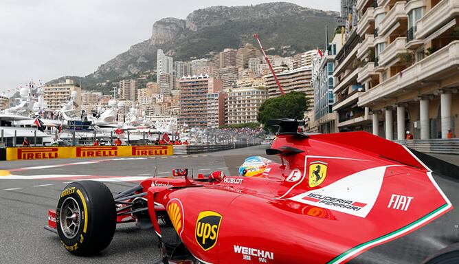 El piloto español de Ferrari, durante los entrenamientos libres del GP de Mónaco 2014.