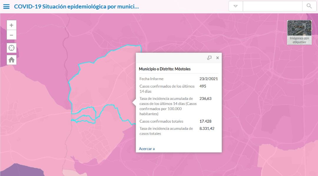 Situación epidemiológica en Móstoles a 23 de febrero de 2021