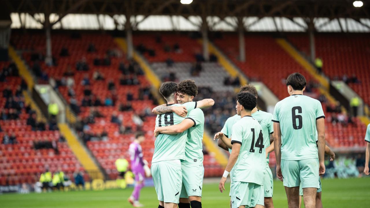 El Athletic celebra uno de los goles logrados ante el Newcastle