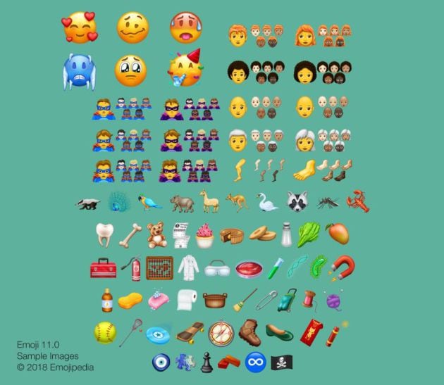 Los nuevos emojis que llegarán a tu teléfono móvil en 2018.