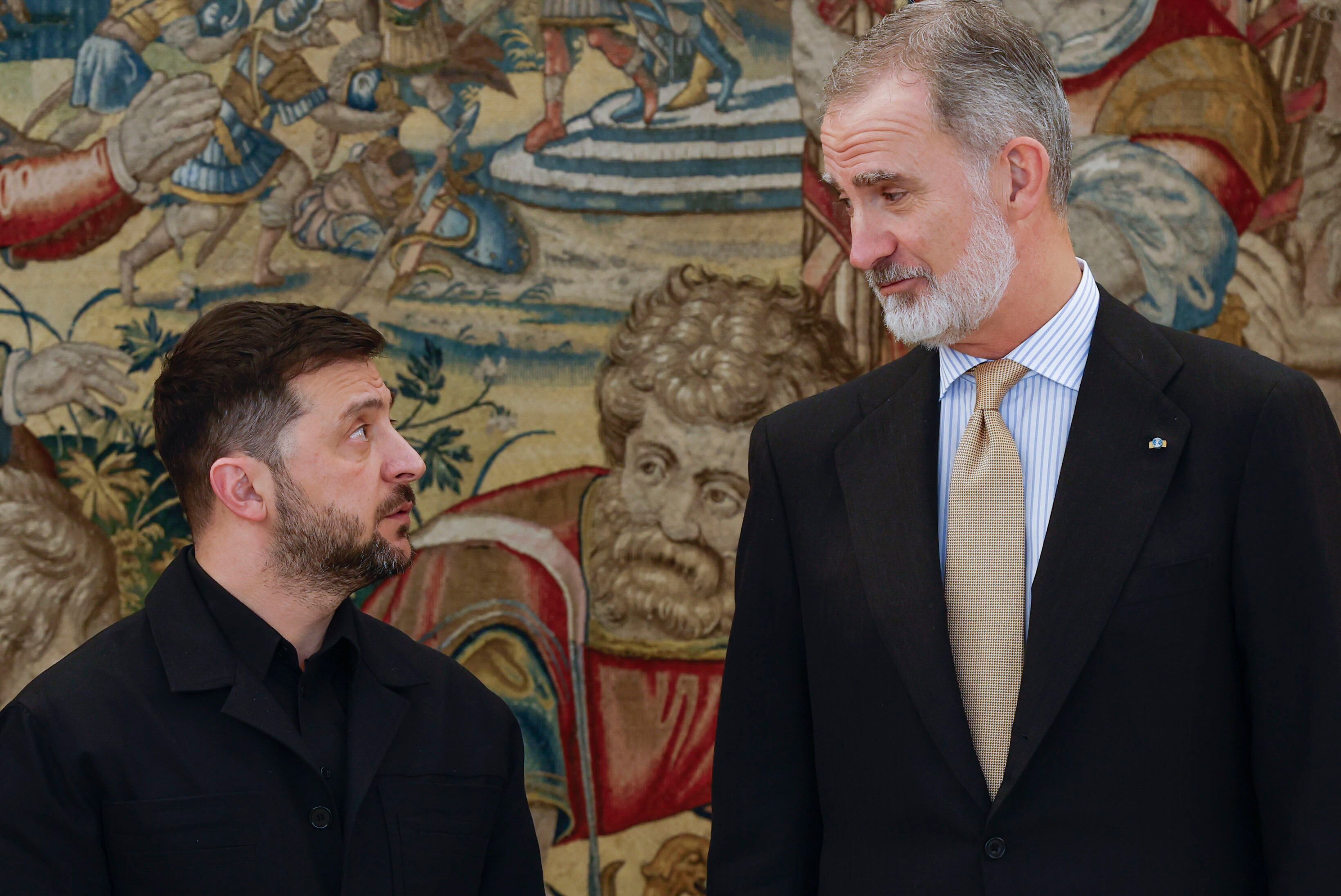 El rey Felipe VI mantiene un encuentro con el presidente de Ucrania, Volodímir Zelenski