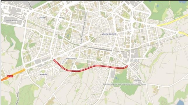 Alternativa de mejoras sobre el actual trazado este-oeste en Vitoria