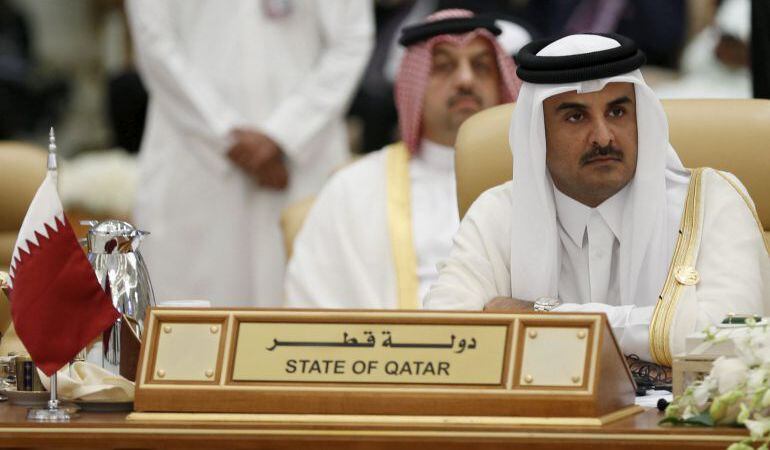 El emir de Qatar, Tamim bin Hamad al-Thani, durante una sesión de la Cumbre entre los países Árabes y América del Sur