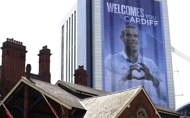 Cartel promocional de la final de Cardiff con la imagen de Bale