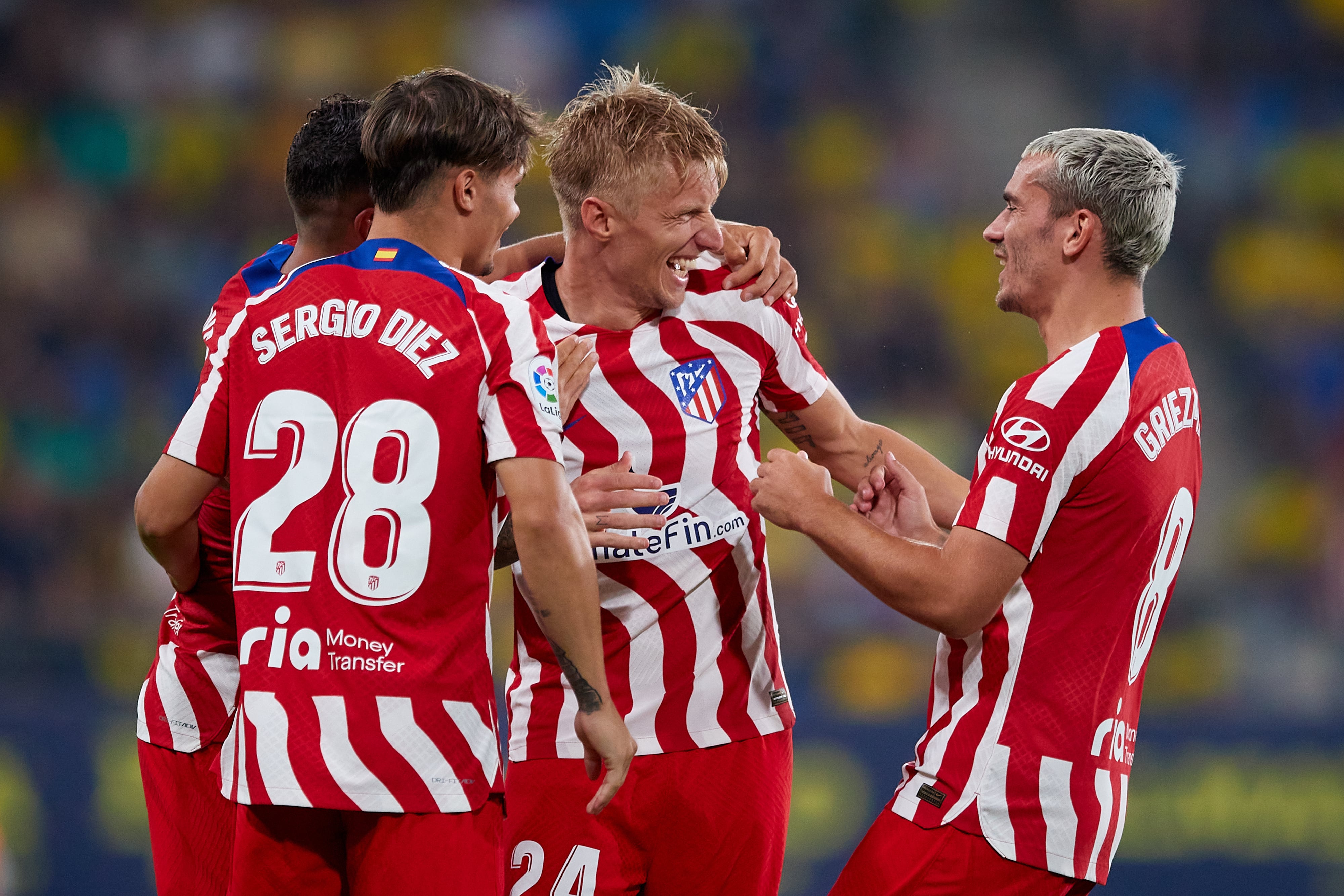 El Atlético de Madrid celebrando el 0-3 de Wass