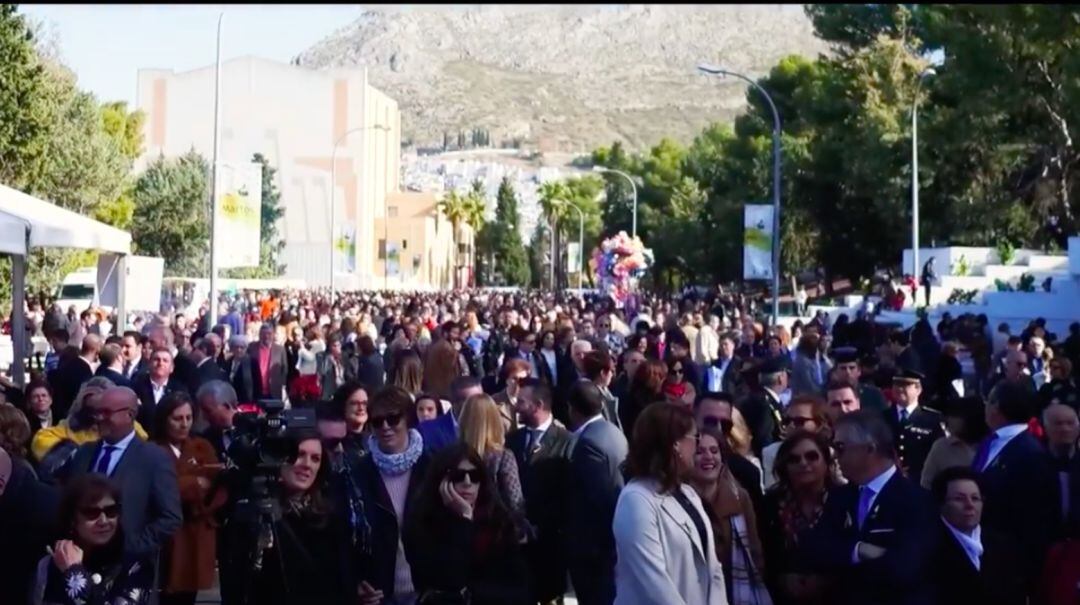 Extracción del primer aceite en la Fiesta de la Aceituna de Martos en una edición anterior.