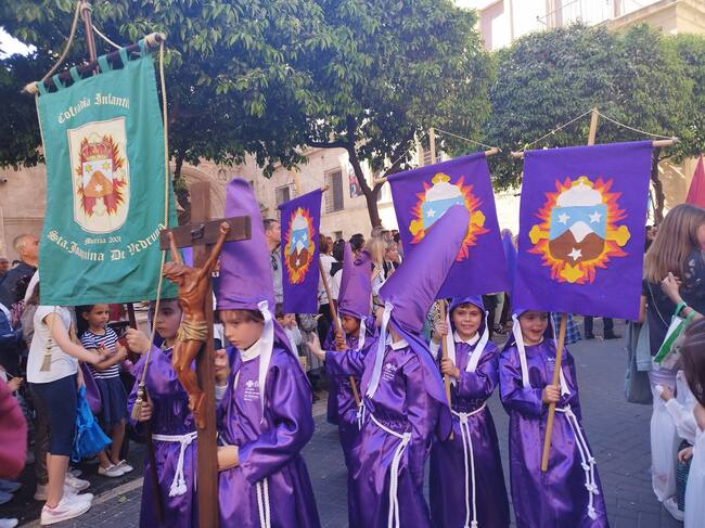 Procesión del Ángel de Murcia, 2023, a su paso por la plaza Hernández Amores