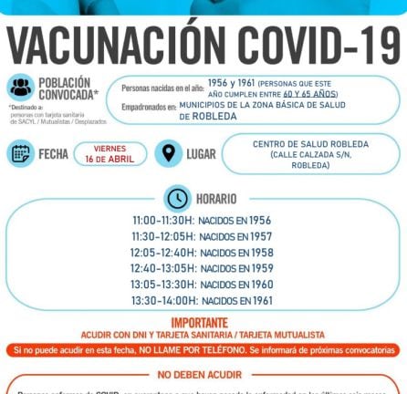 Información de la campaña de vacunación en Robleda