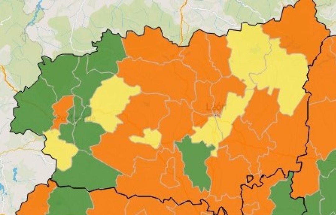 El mapa de la provincia va tiñéndose de naranja