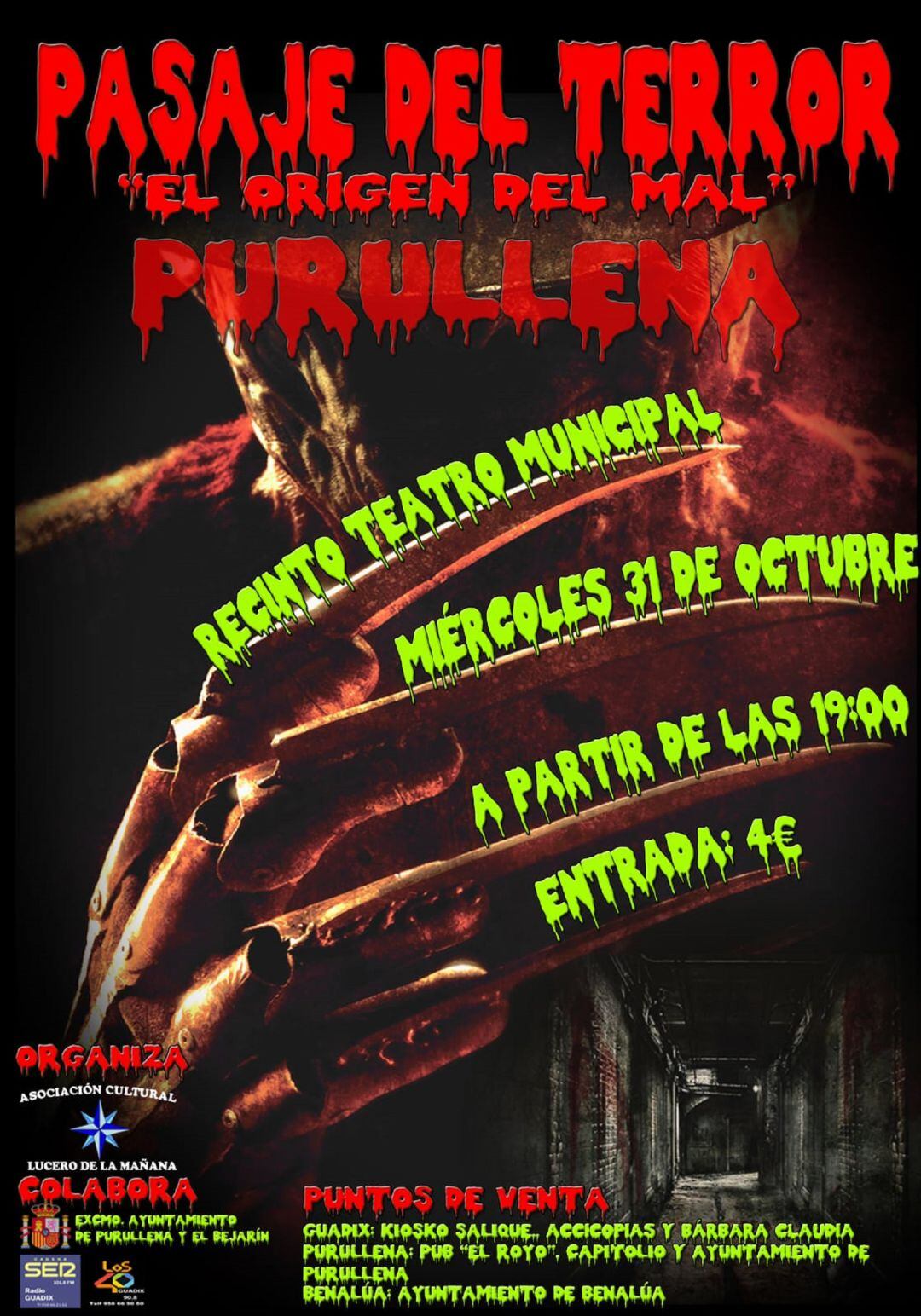 Cartel anunciador del espectáculo de terror.