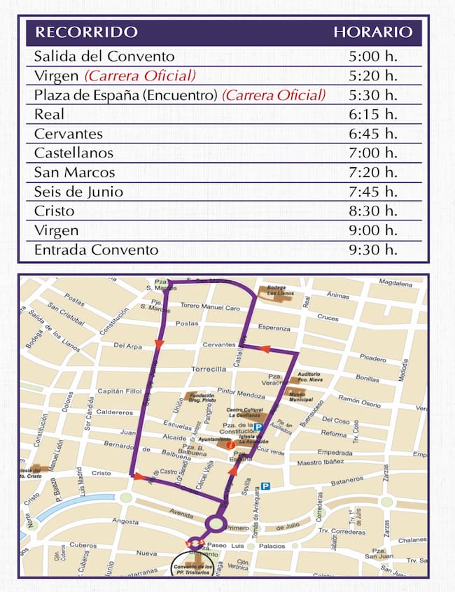 Itinerario y horarios de la procesión de la madrugada del Viernes Santo de la Semana Santa en Valdepeñas (Ciudad Real)