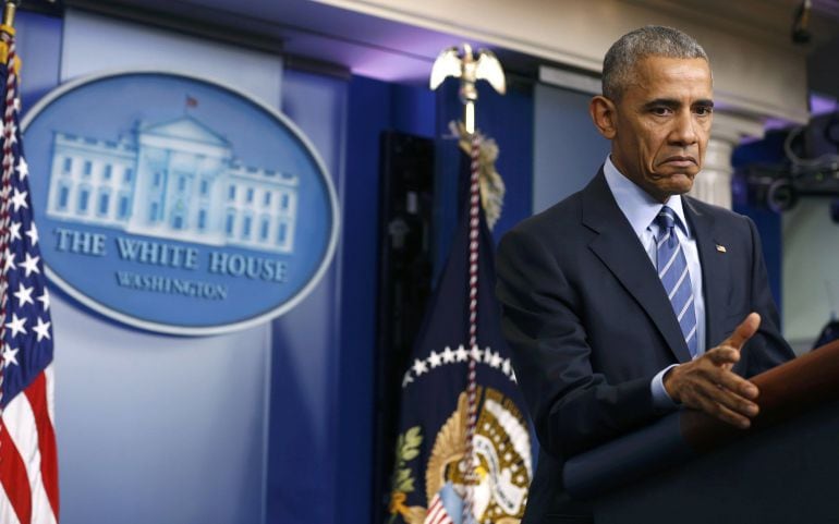 Obama, durante la conferencia del año en la Casa Blanca