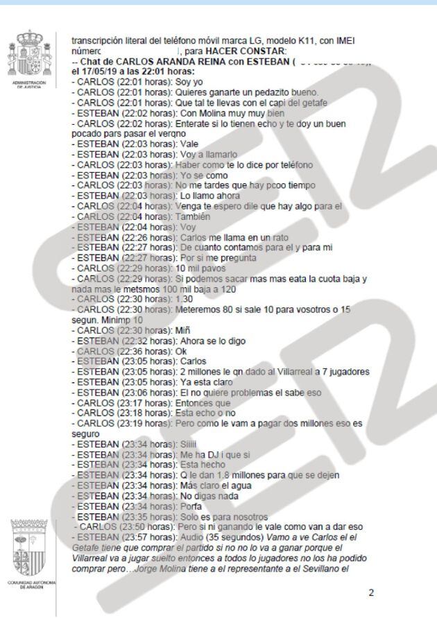 Documento al que ha tenido acceso la SER