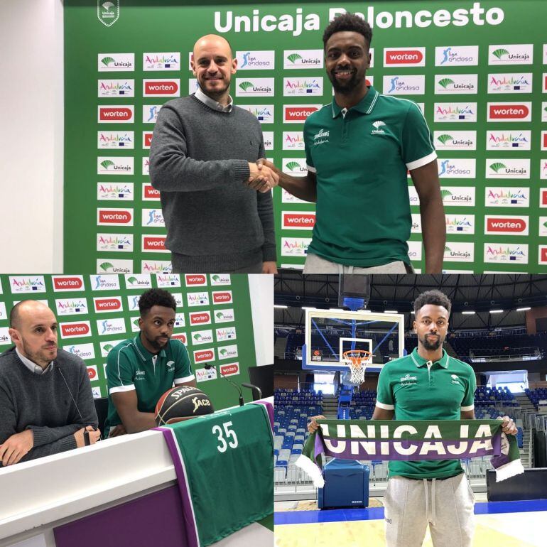 Livio Jean Charles, junto a Carlos Jiménez en su presentación como jugador del Unicaja