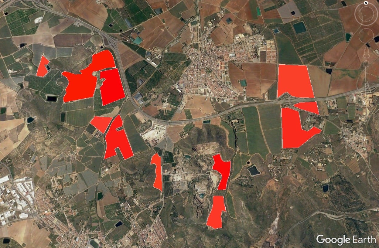 Puntos donde se pretenden instalar plantas fotovoltaicas