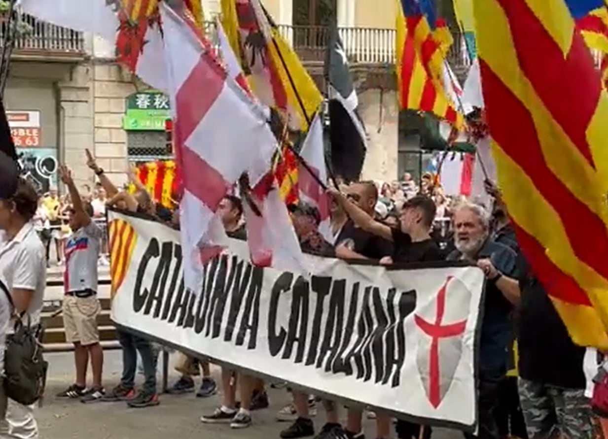 Saludos nazis y pancarta en la que se lee &#039;Catalunya Catalana&#039; este domingo durante la Diada.