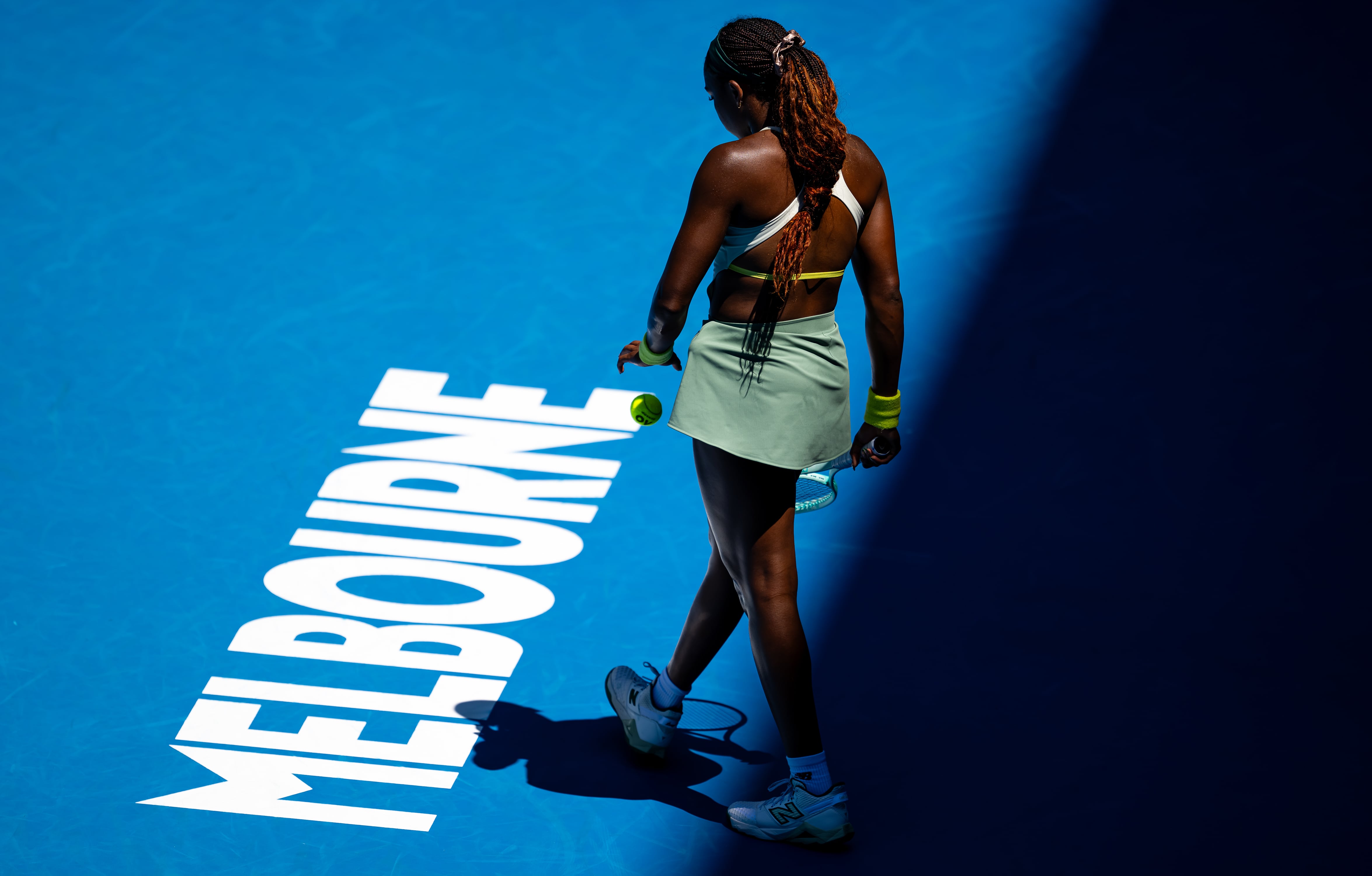 Coco Gauff, durante su partido de primera ronda en el Open de Australia