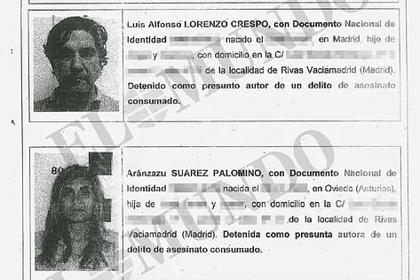 Ficha policial Luis Lorenzo y Arancha Palomino.