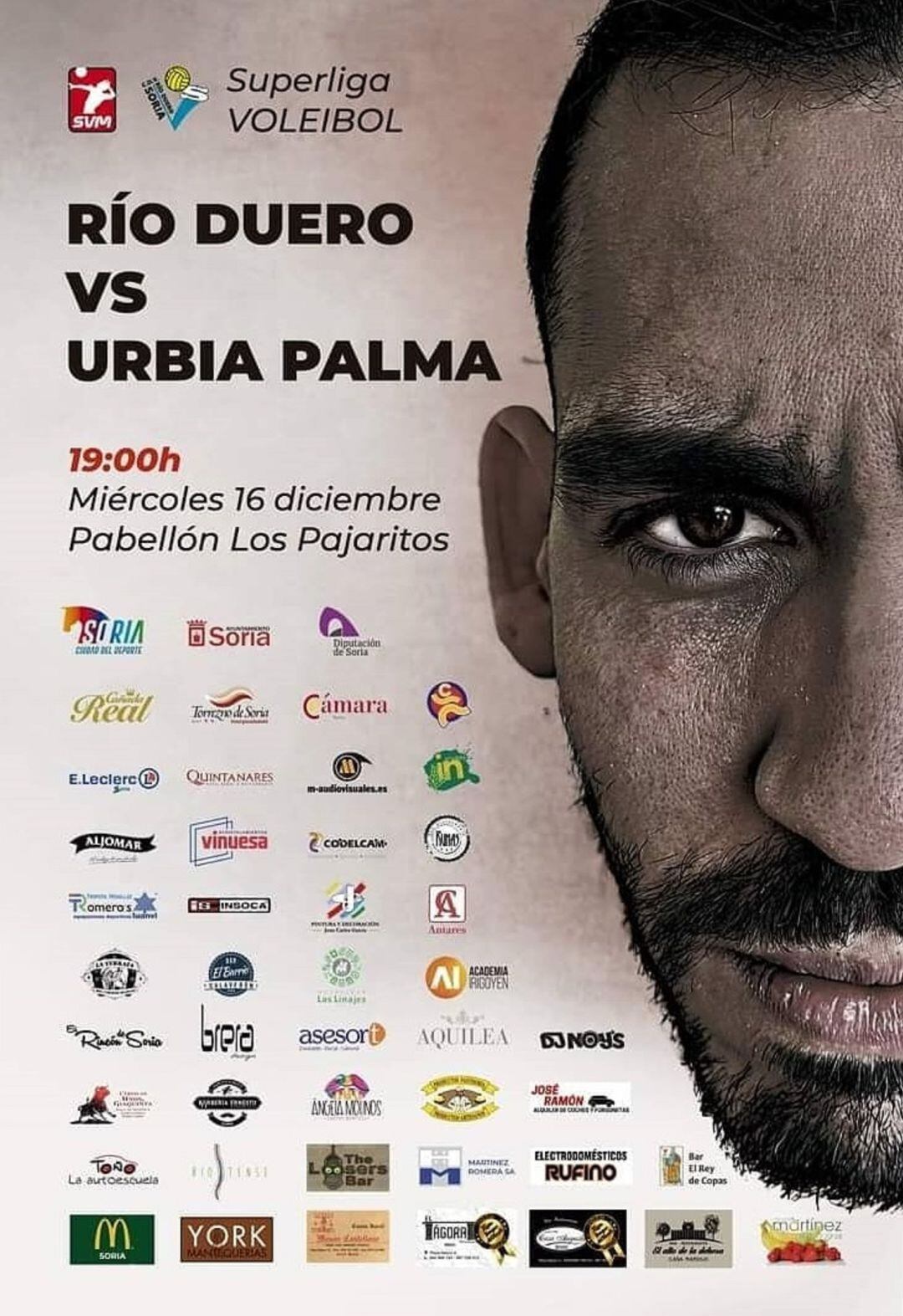 Cartel del partido de hoy del Río Duero Soria ante Urbia Palma.