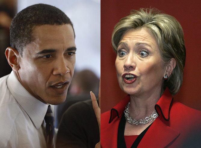 Los candidatos demócratas, Obama y Clinton.