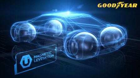 Goodyear presentó en 2016 un neumático que se conecta al vehículo mediante levitación magnética a través e electroimanes.