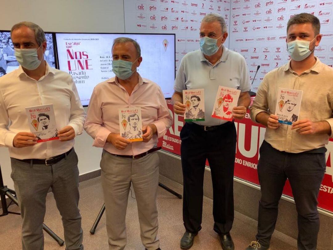 Antonio Rubio, Paco Miró, Francisco Tornel y Álvaro Ruiz en la presentación de la campaña de abonos del Real Murcia