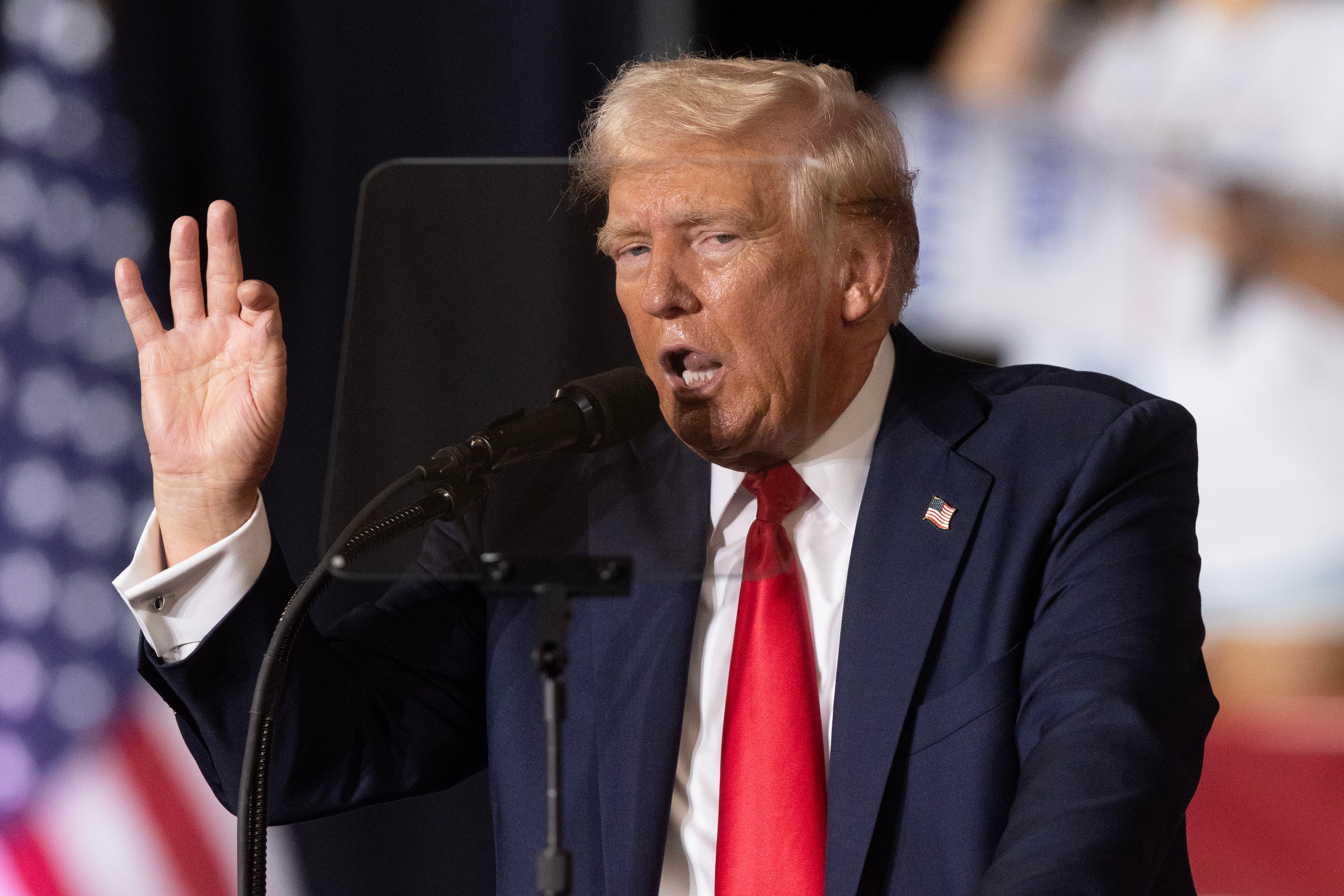 El expresidente de EEUU, Donald Trump, en un mitin celebrado en el New Holland Arena de Harrisburg (Pennsylvania), el pasado 1 de agosto.