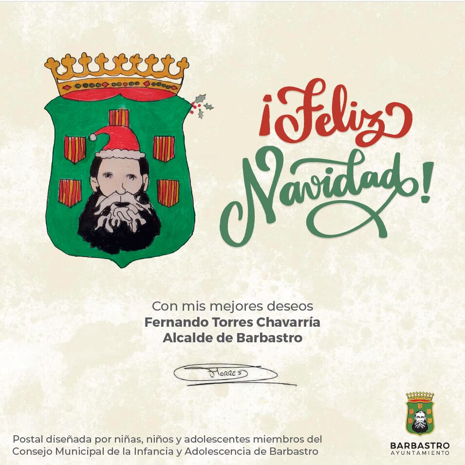 Postal de felicitación del Ayuntamiento de Barbastro