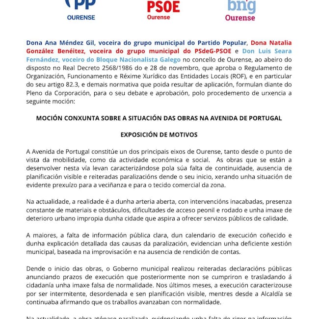 Imagen del contenido de la moción conjunta