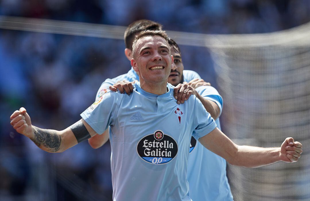 Aspas celebrando un gol en Balaídos